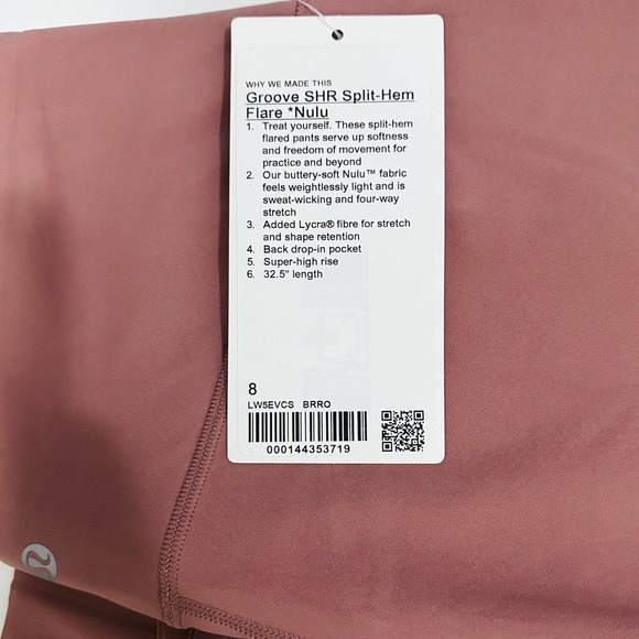 NWT Lululemon [8] Groove SHR Split-Hem Flare Nulu Pant Briar Rose LW5EVCS [$118] - Picture 6 of 16